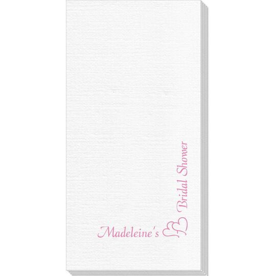 Corner Text with Graphic Double Hearts Deville Guest Towels